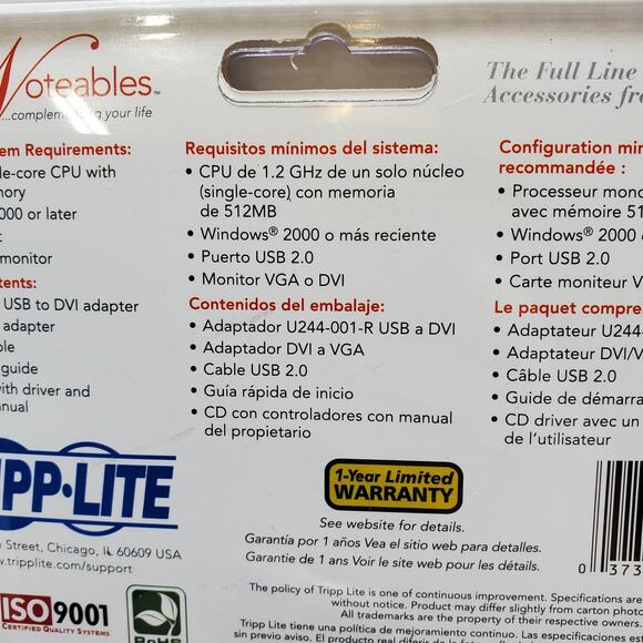 Tripp-Lite Adapter Notables USB to DVI/VGA 512 MB Memory New - Picture 7 of 15